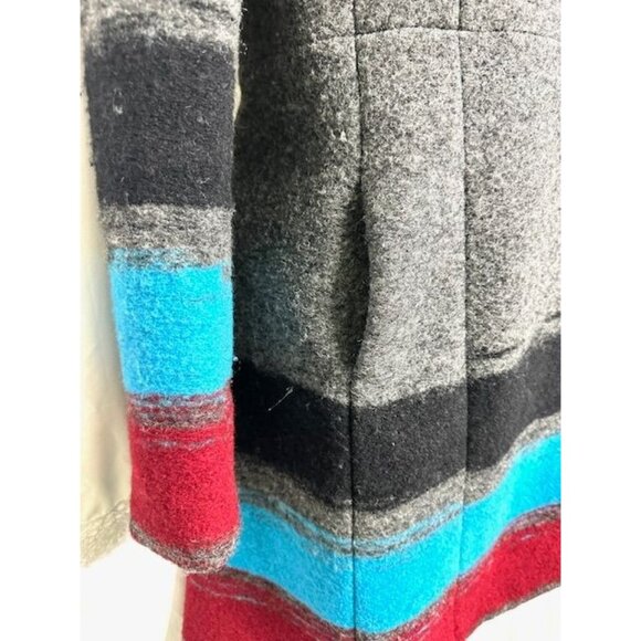 Anthropologie by Tracy Reese Gray Color block Wool Blend Asymmetrical Zip Coat 4 - Picture 6 of 12